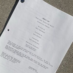 Family Guy 2001 Kiss Seen Round The World Production Used Color Draft WHT Script